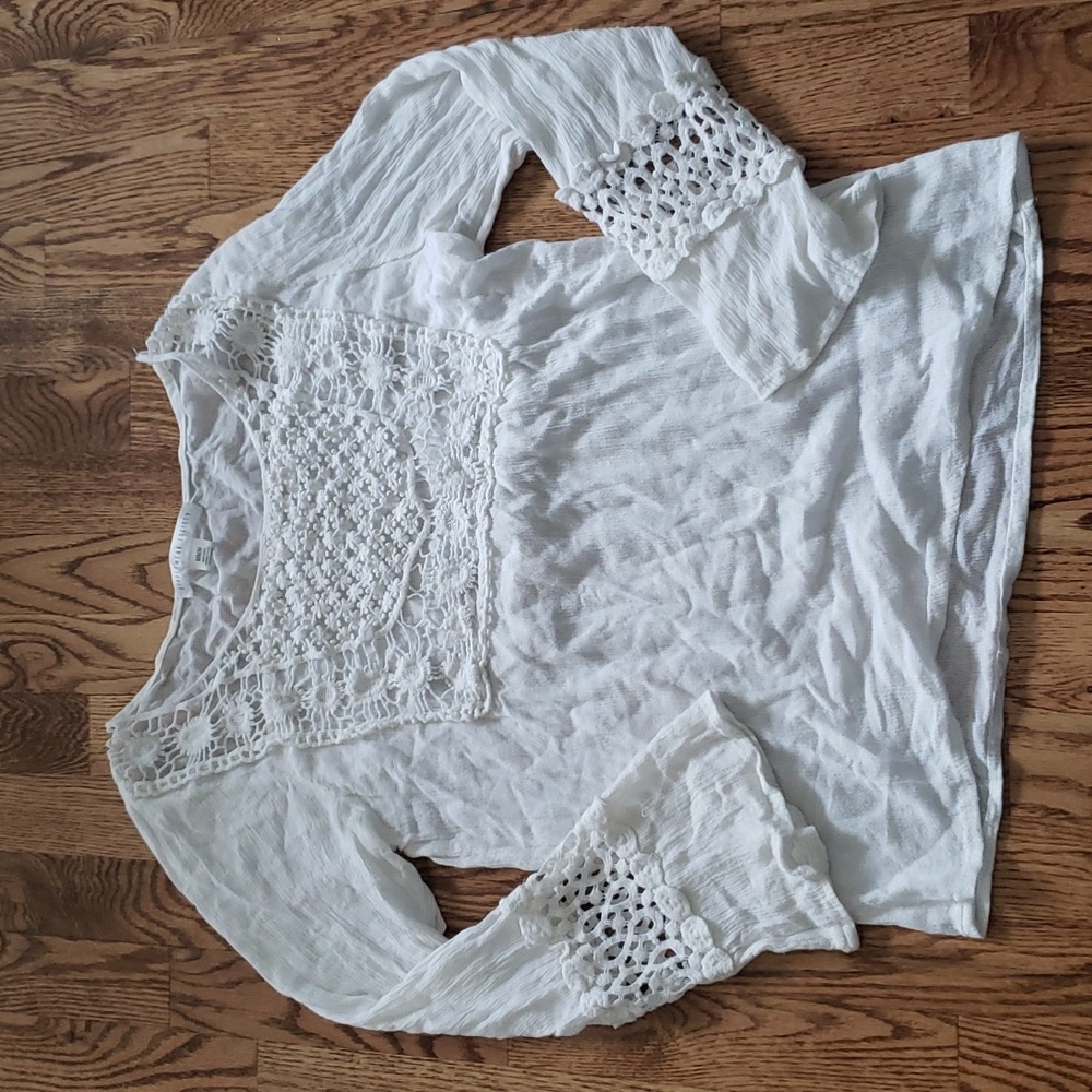 (M) Streetwear Society Crochet Cottagecore Statement Sleeves 100% Rayon
